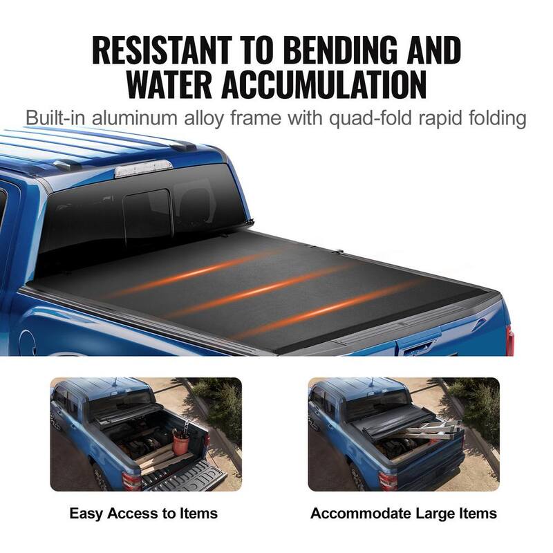 VEVOR Quad-Fold Truck Bed Tonneau Cover, Compatible with 2002-2024 Dodge Ram 1500 (Inclu. Classic & New), 2003-2024 Dodge - ZDSKCHBXGXZDS0LM8V0