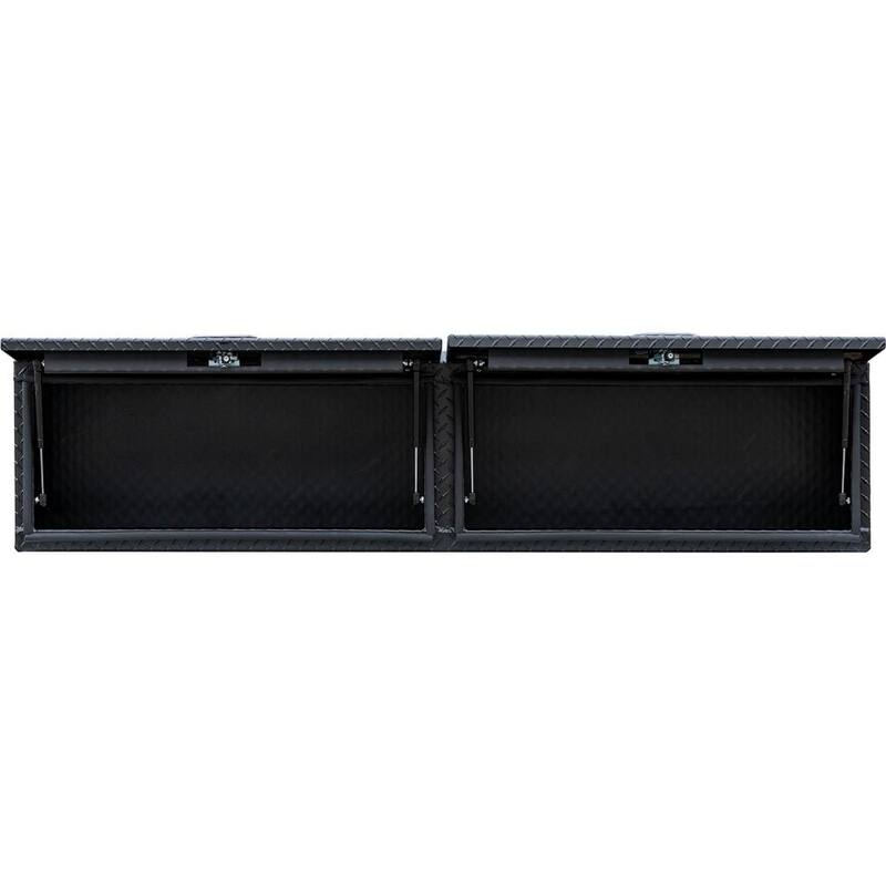 Buyers Products Company 18 in. x 16 in. x 90 in. Matte Black Diamond Tread Aluminum Top Mount Truck Tool Box with Flip-Up Doors - 1722365