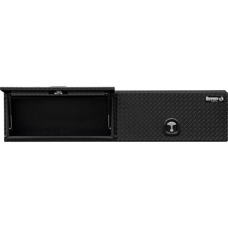 Buyers Products Company 18 in. x 16 in. x 90 in. Matte Black Diamond Tread Aluminum Top Mount Truck Tool Box with Flip-Up Doors - 1722365