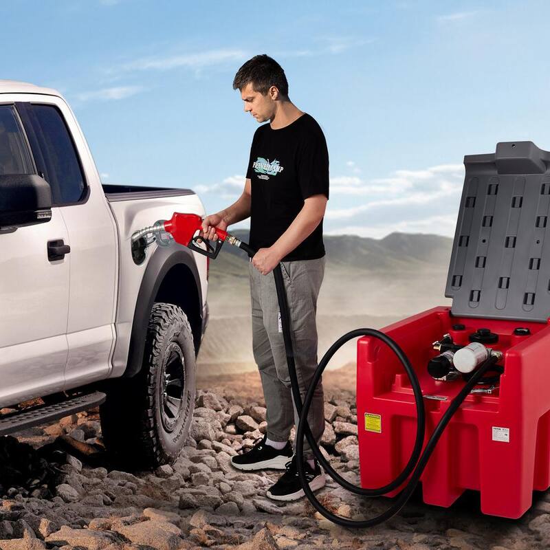 VEVOR Portable Diesel Tank, 58 Gal. Capacity and 10 GPM Flow Rate, Diesel Fuel Tank with 12V Electric Transfer Pump, Red - SLYXJLBDDWC45SZHKV0-730