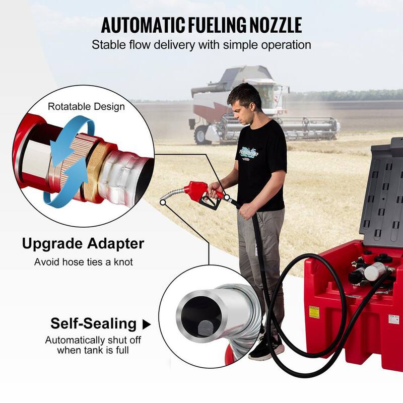 VEVOR Portable Diesel Tank, 58 Gal. Capacity and 10 GPM Flow Rate, Diesel Fuel Tank with 12V Electric Transfer Pump, Red - SLYXJLBDDWC45SZHKV0-730