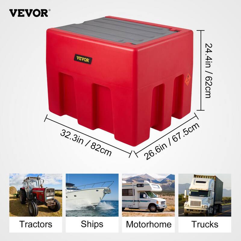 VEVOR Portable Diesel Tank, 58 Gal. Capacity and 10 GPM Flow Rate, Diesel Fuel Tank with 12V Electric Transfer Pump, Red - SLYXJLBDDWC45SZHKV0-730