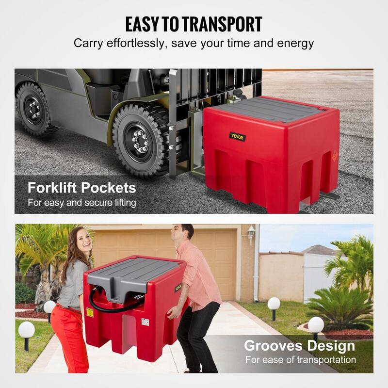 VEVOR Portable Diesel Tank, 58 Gal. Capacity and 10 GPM Flow Rate, Diesel Fuel Tank with 12V Electric Transfer Pump, Red - SLYXJLBDDWC45SZHKV0-730