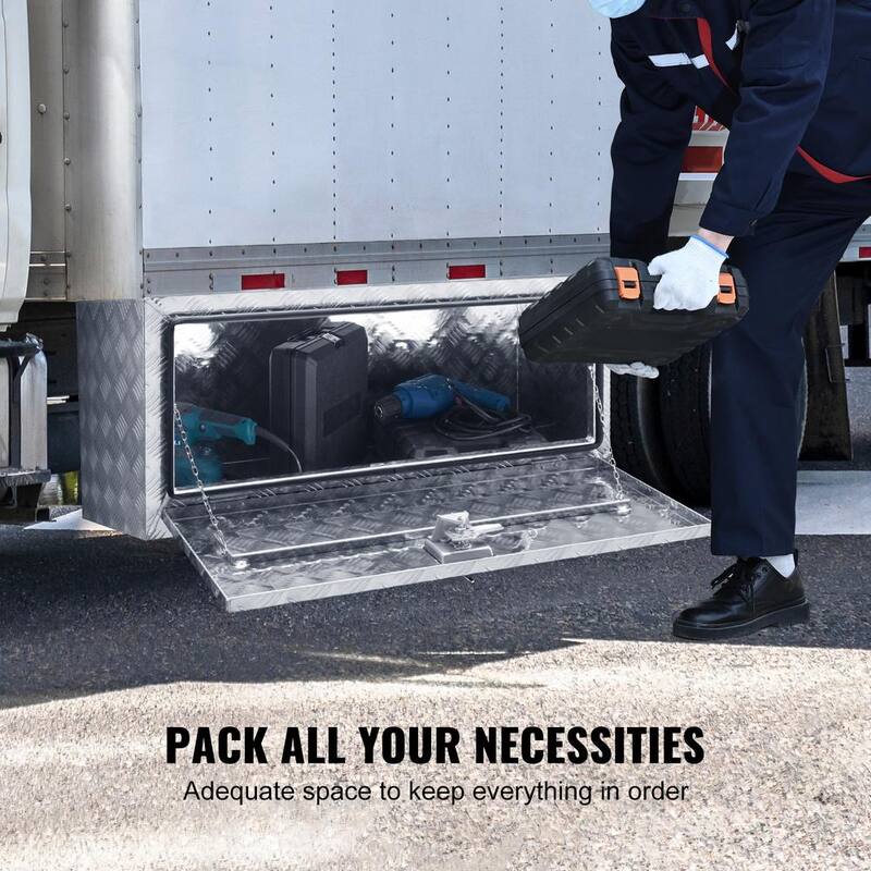 VEVOR 36 in. x 17 in. x 18 in. Underbody Truck Tool Box Aluminum Pickup Storage Box with Lock Keys Latch for Truck Van Trailer - CDK361718INCHPTVPV0