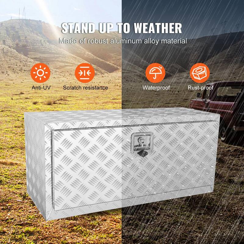 VEVOR 36 in. x 17 in. x 18 in. Underbody Truck Tool Box Aluminum Pickup Storage Box with Lock Keys Latch for Truck Van Trailer - CDK361718INCHPTVPV0