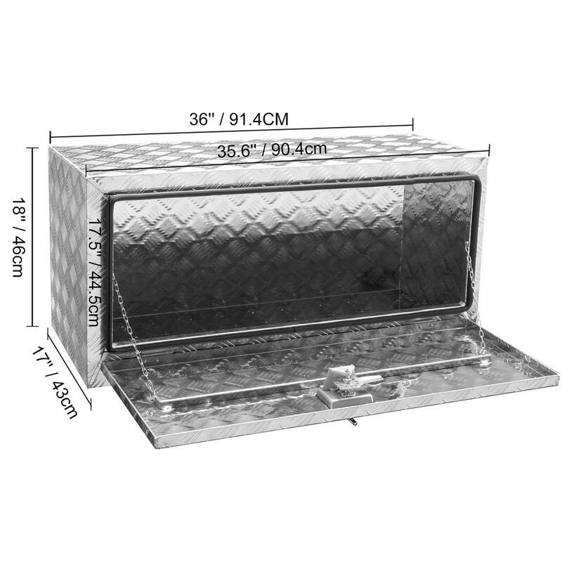 VEVOR 36 in. x 17 in. x 18 in. Underbody Truck Tool Box Aluminum Pickup Storage Box with Lock Keys Latch for Truck Van Trailer - CDK361718INCHPTVPV0