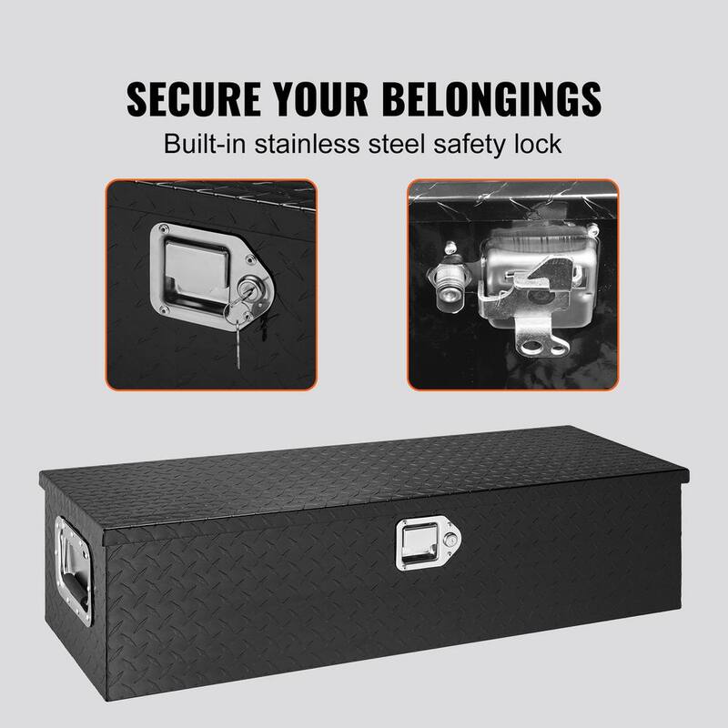 SKYSHALO Heavy Duty Aluminum Truck Bed Tool Box Diamond Plate Tool Box with Side Handle and Lock Keys, Storage Truck Tool Box - LCZXG39X13X10BIVQV0-0718