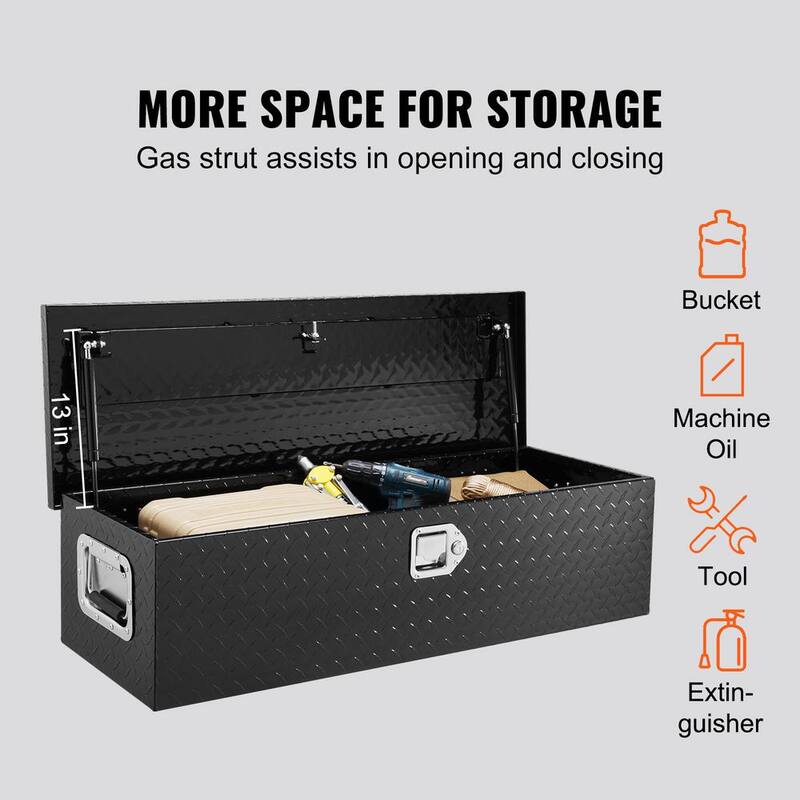 SKYSHALO Heavy Duty Aluminum Truck Bed Tool Box Diamond Plate Tool Box with Side Handle and Lock Keys, Storage Truck Tool Box - LCZXG39X13X10BIVQV0-0718