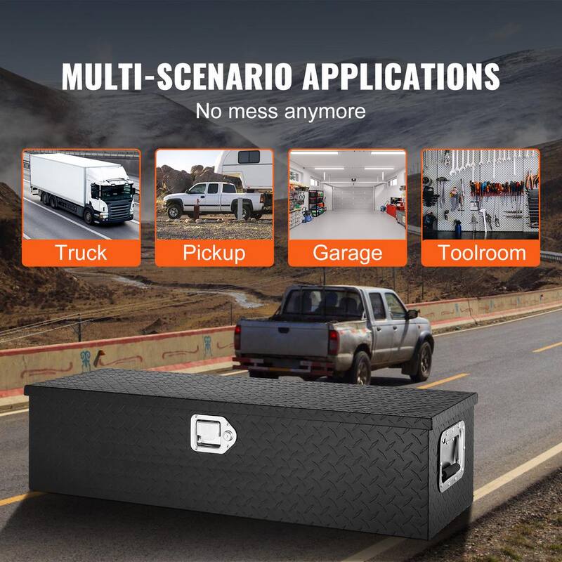 SKYSHALO Heavy Duty Aluminum Truck Bed Tool Box Diamond Plate Tool Box with Side Handle and Lock Keys, Storage Truck Tool Box - LCZXG39X13X10BIVQV0-0718