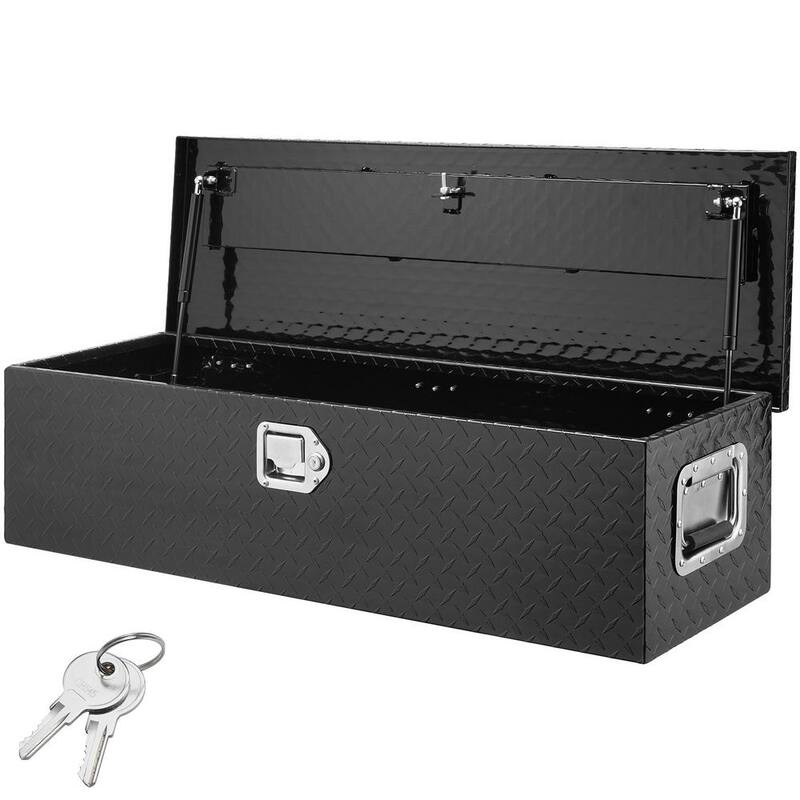SKYSHALO Heavy Duty Aluminum Truck Bed Tool Box Diamond Plate Tool Box with Side Handle and Lock Keys, Storage Truck Tool Box - LCZXG39X13X10BIVQV0-0718