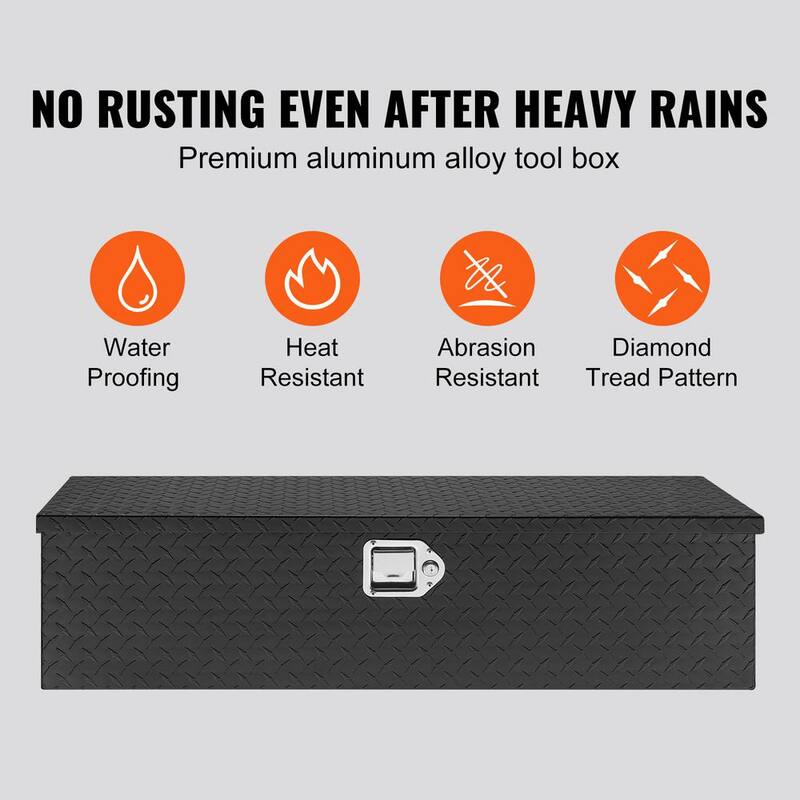 SKYSHALO Heavy Duty Aluminum Truck Bed Tool Box Diamond Plate Tool Box with Side Handle and Lock Keys, Storage Truck Tool Box - LCZXG39X13X10BIVQV0-0718