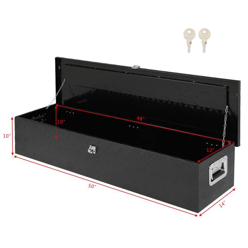 Karl home 49 in. Black Aluminum Underbody Truck Tool Box with Keys - 650602036695