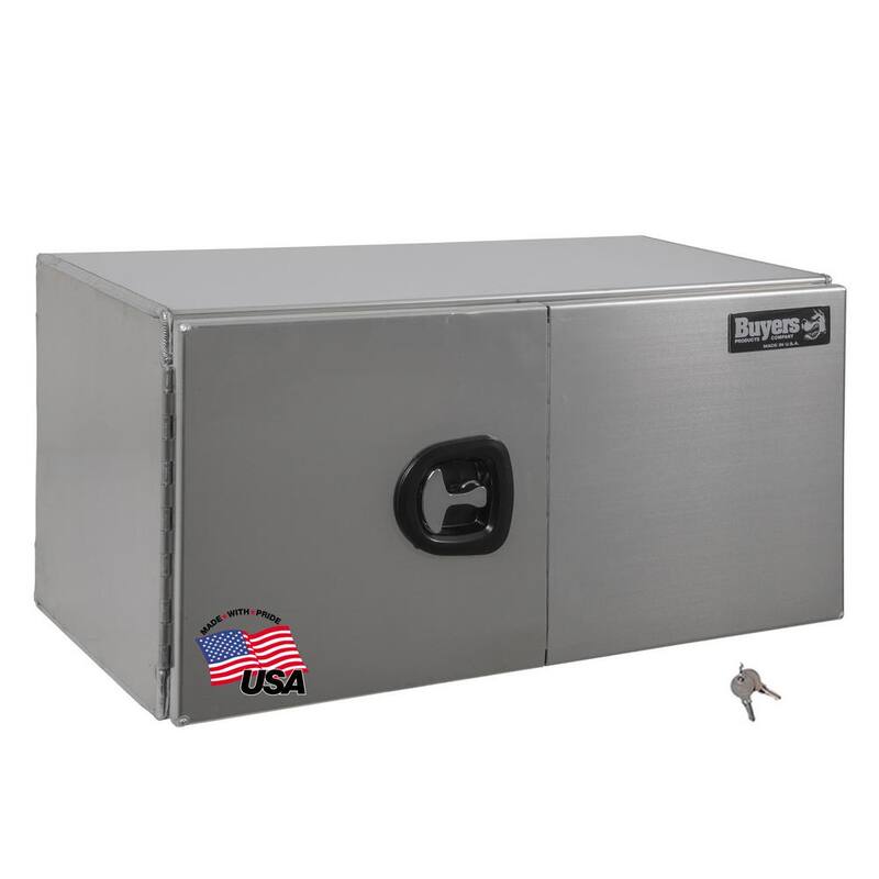 Buyers Products Company 24 in. x 24 in. x 60 in. Smooth Aluminum Underbody Truck Tool Box with Barn Door - 1705345