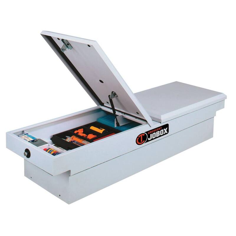 Crescent Jobox 71 in. White Steel Full Size Dual Gull Wing Lid Crossover Truck Tool Box with Pushbutton Gear-Lock - PSC1460000