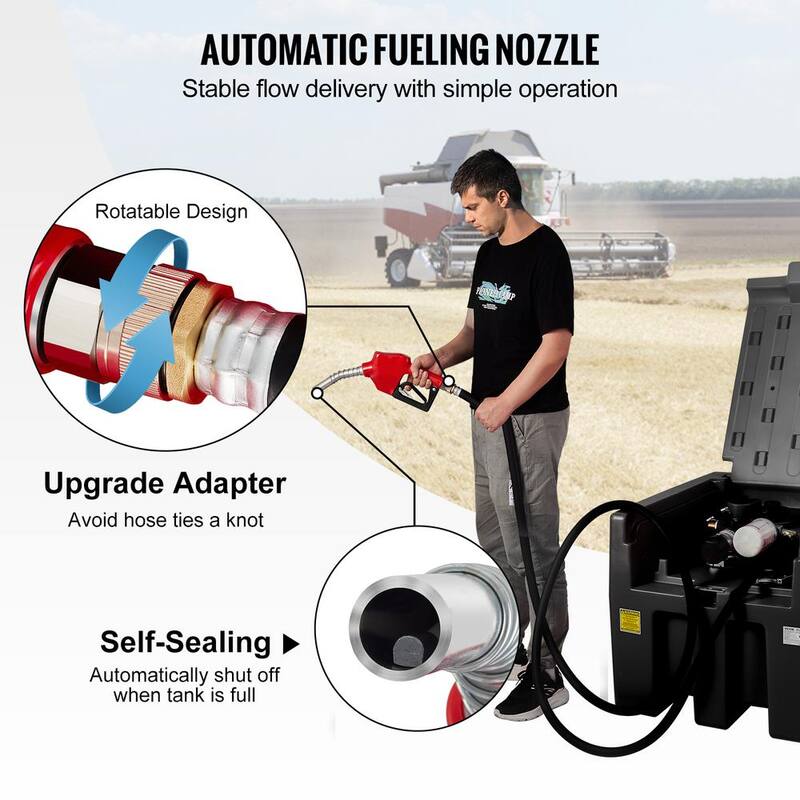 VEVOR Portable Diesel Tank, 58 Gal. Capacity and 10 GPM Flow Rate, Diesel Fuel Tank with 12V Electric Transfer Pump, Black - SLYXJLBDDWC9017X3V0-730
