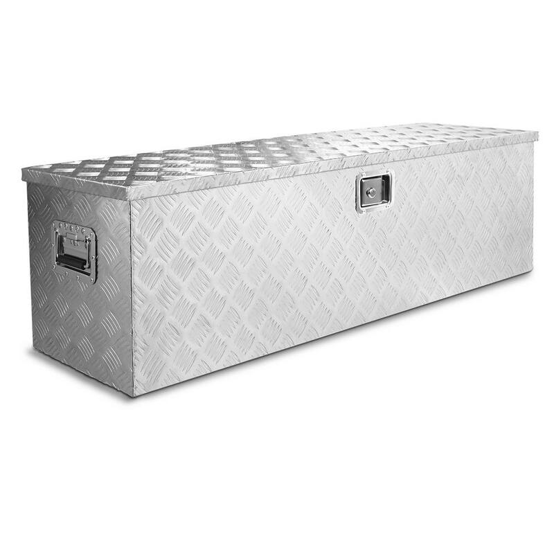STARK USA 48 in. Aluminum Underbody Tool Storage Box For Pickup Truck ATV Camper Trailer RV Flatbed with Lock - 96022-H2