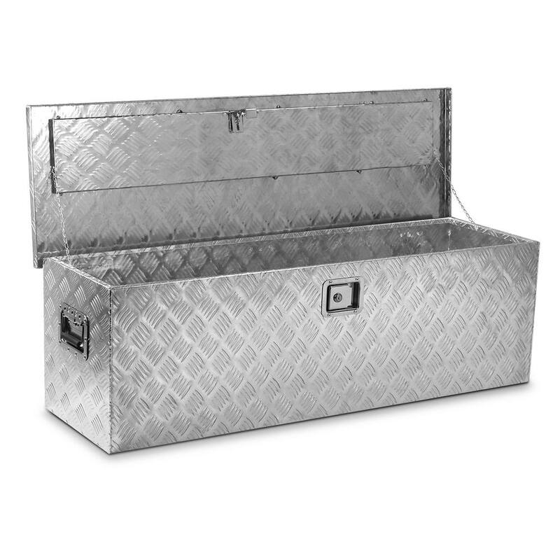 STARK USA 48 in. Aluminum Underbody Tool Storage Box For Pickup Truck ATV Camper Trailer RV Flatbed with Lock - 96022-H2