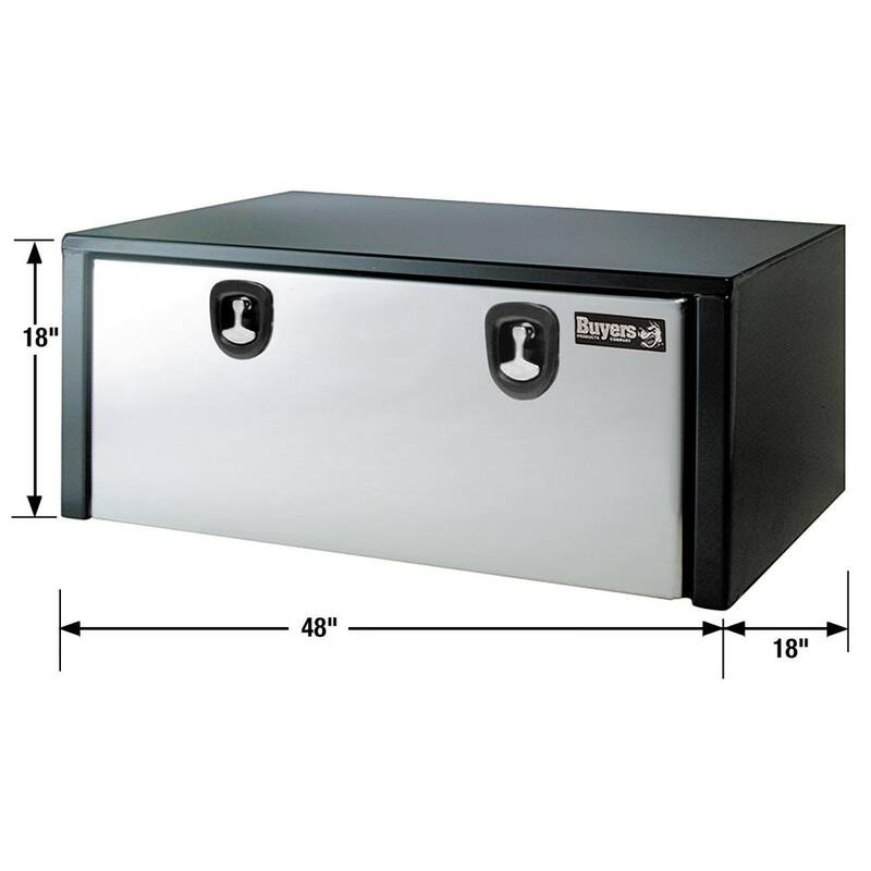 Buyers Products Company 18 in. x 18 in. x 48 in. Gloss Black Steel Underbody Truck Tool Box with Stainless Steel Door - 1702710