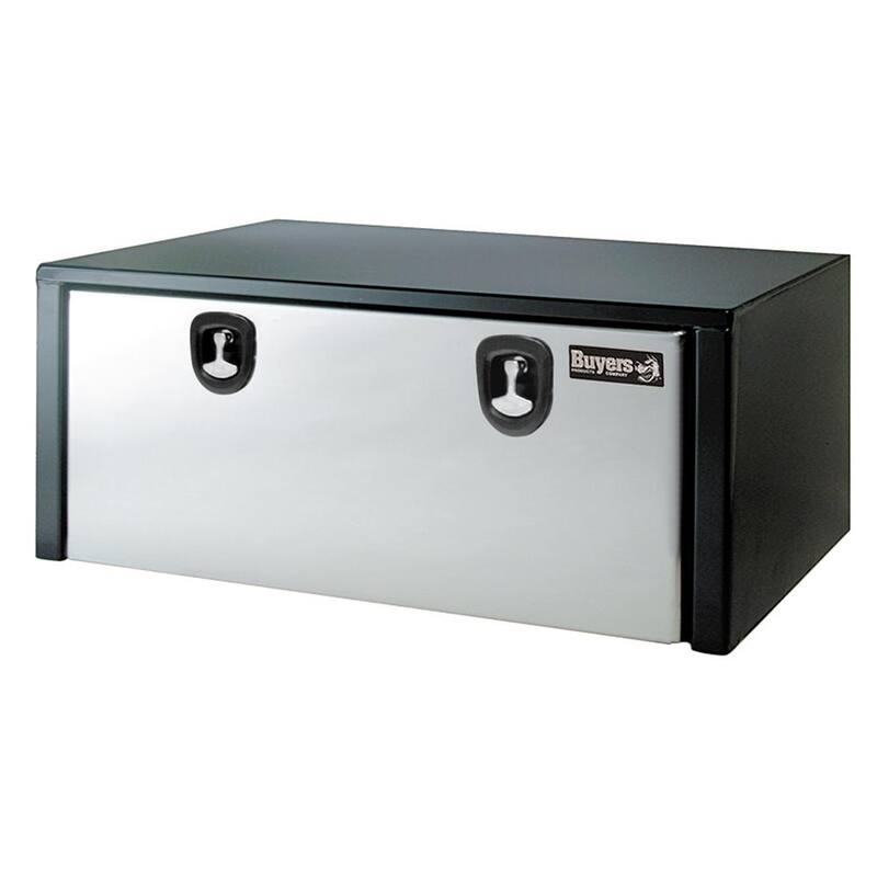 Buyers Products Company 18 in. x 18 in. x 48 in. Gloss Black Steel Underbody Truck Tool Box with Stainless Steel Door - 1702710