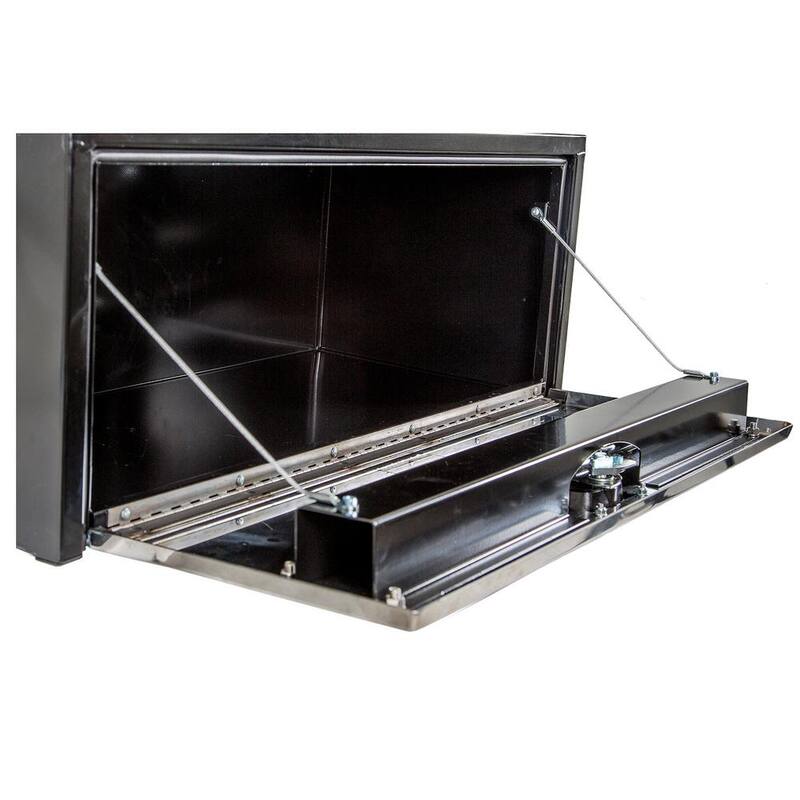 Buyers Products Company 18 in. x 18 in. x 48 in. Gloss Black Steel Underbody Truck Tool Box with Stainless Steel Door - 1702710