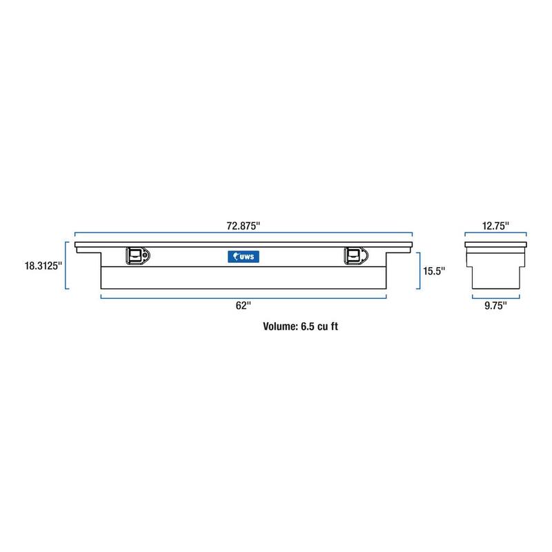 UWS 72 in. Gloss Black Aluminum Deep Slim Truck Tool Box, Low Profile (Heavy Packaging) - EC10882