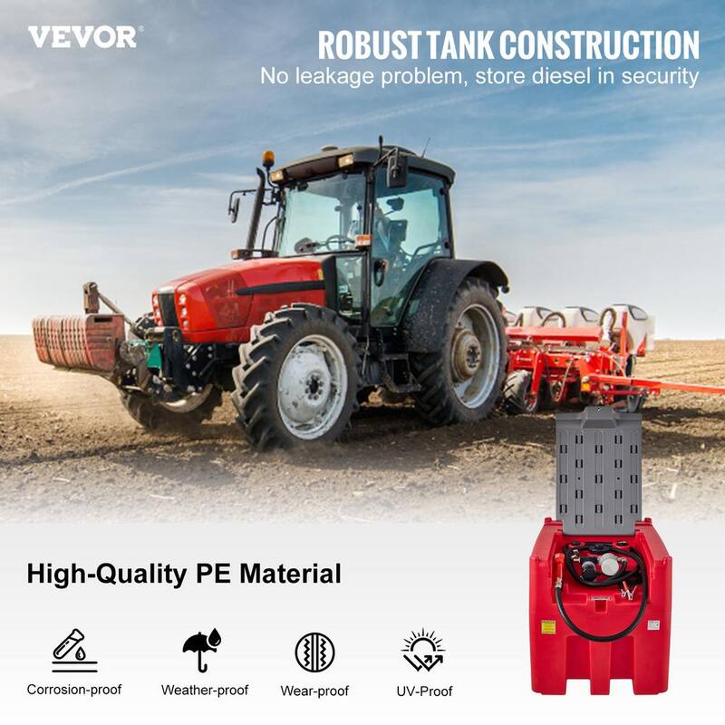 VEVOR Portable Diesel Tank, 116 Gal. Capacity and 10 GPM Flow Rate, Diesel Fuel Tank with 12V Electric Transfer Pump, Red - SLYXJLBDDWC55DDLTV0-730