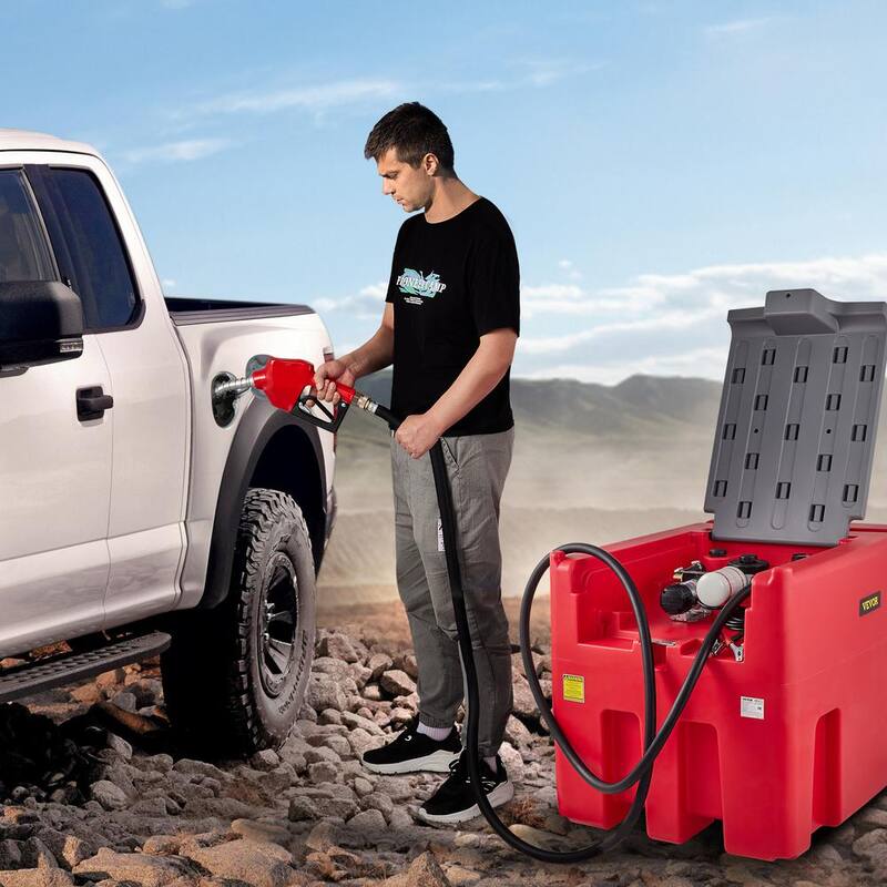 VEVOR Portable Diesel Tank, 116 Gal. Capacity and 10 GPM Flow Rate, Diesel Fuel Tank with 12V Electric Transfer Pump, Red - SLYXJLBDDWC55DDLTV0-730
