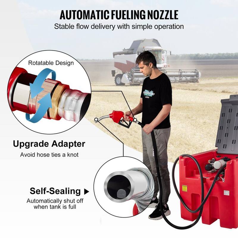 VEVOR Portable Diesel Tank, 116 Gal. Capacity and 10 GPM Flow Rate, Diesel Fuel Tank with 12V Electric Transfer Pump, Red - SLYXJLBDDWC55DDLTV0-730