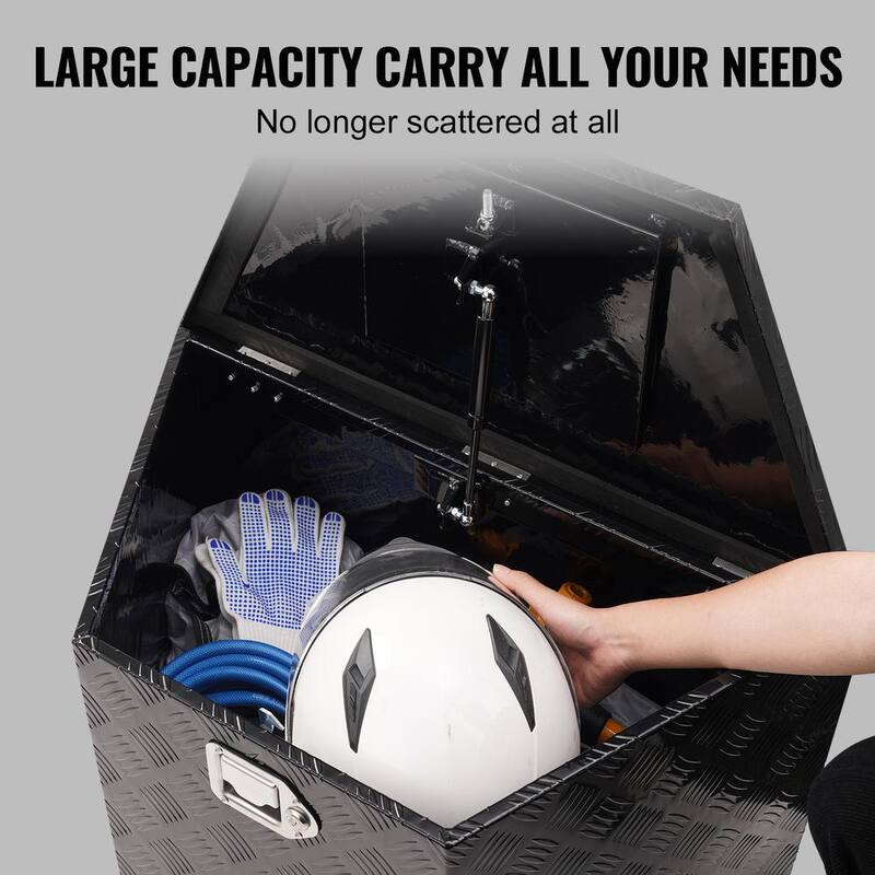 VEVOR Trailer Tongue Box 29 in. L Aluminum Alloy Diamond Plate Truck Tool Box with Lock and Keys for Pickup, Truck RV, Black - TCGJXLHJHS29XG563V0