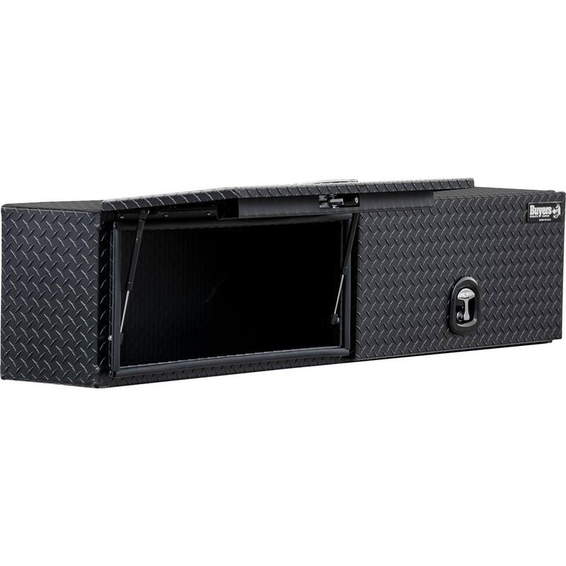 Buyers Products Company 18 in. x 16 in. x 72 in. Matte Black Diamond Tread Aluminum Top Mount Truck Tool Box with Flip-Up Doors - 1722363