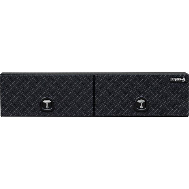 Buyers Products Company 18 in. x 16 in. x 72 in. Matte Black Diamond Tread Aluminum Top Mount Truck Tool Box with Flip-Up Doors - 1722363