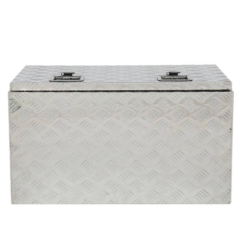 Karl home 30 in. Silver Diamond Plate Aluminum Underbody Truck Tool Box Double Lock with Key - 667585648302