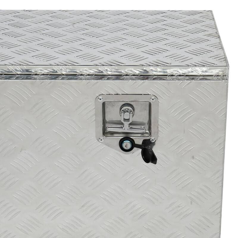 Karl home 30 in. Silver Diamond Plate Aluminum Underbody Truck Tool Box Double Lock with Key - 667585648302