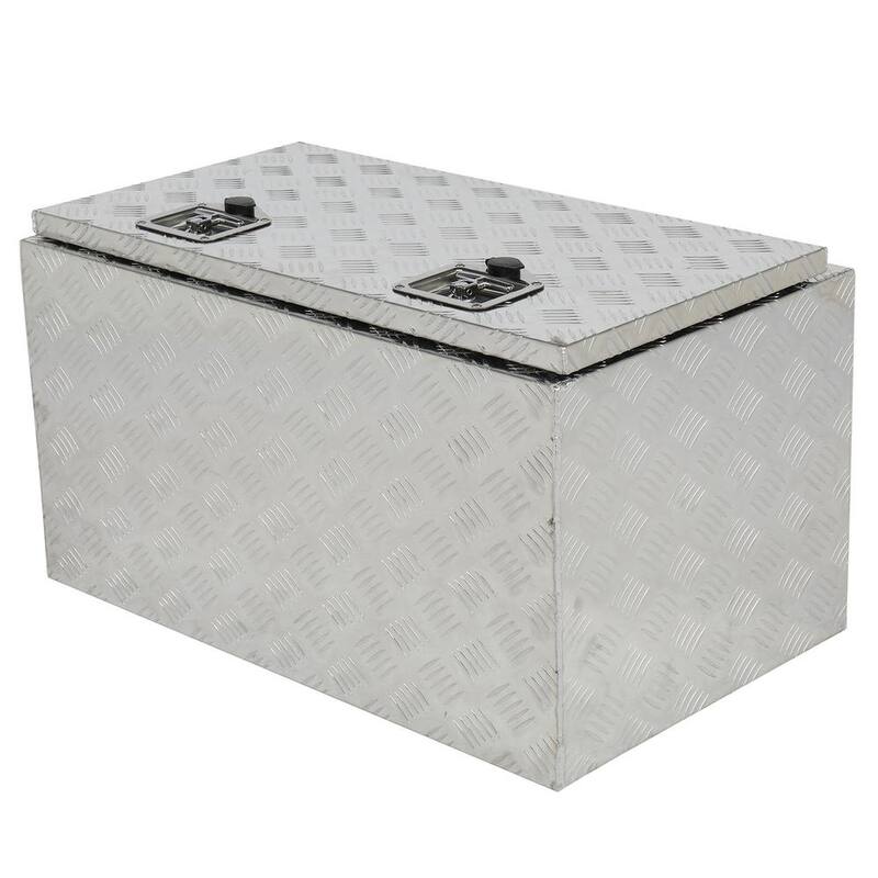 Karl home 30 in. Silver Diamond Plate Aluminum Underbody Truck Tool Box Double Lock with Key - 667585648302