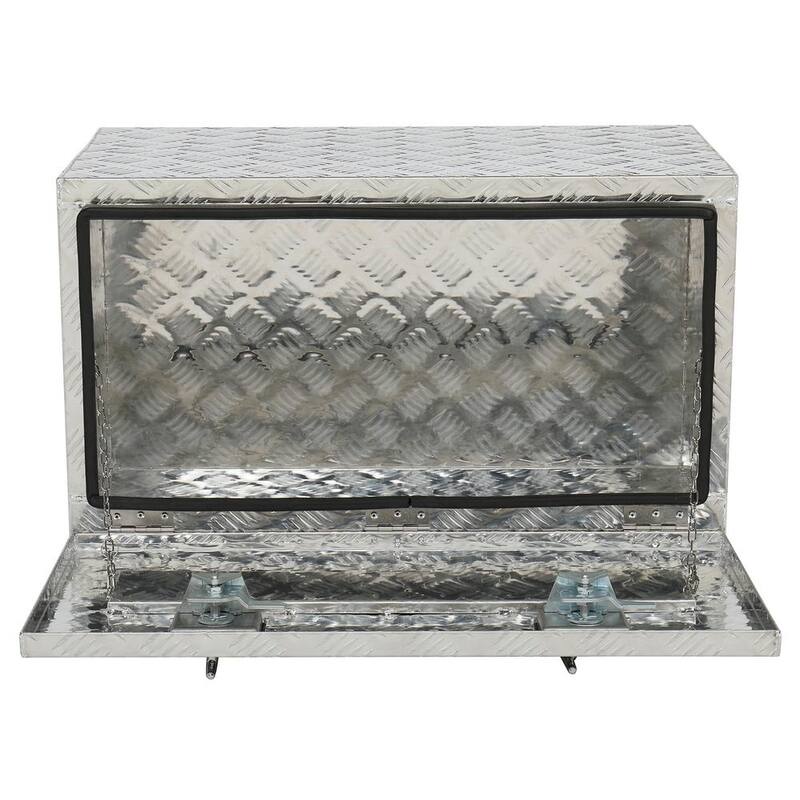 Karl home 30 in. Silver Diamond Plate Aluminum Underbody Truck Tool Box Double Lock with Key - 667585648302