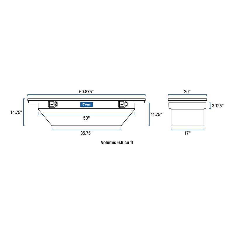 UWS 60 in. Gloss Black Aluminum Angled Crossover Truck Tool Box with Low Profile (Heavy Packaging) - EC10202