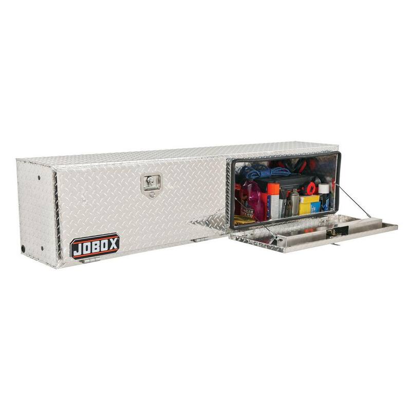 Crescent Jobox 88 in. Diamond Plate Aluminum Top Mount Truck Tool Box with Mounting Kit - 573000