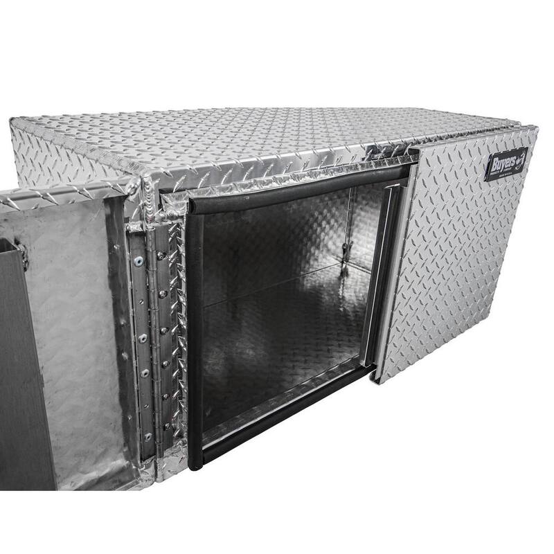 Buyers Products Company 24 in. x 24 in. x 48 in. Diamond Plate Tread Aluminum Underbody Truck Tool Box with Barn Door - 1702240