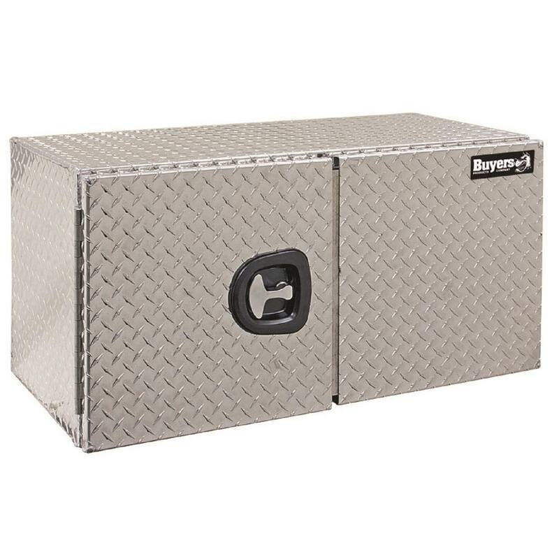 Buyers Products Company 24 in. x 24 in. x 48 in. Diamond Plate Tread Aluminum Underbody Truck Tool Box with Barn Door - 1702240