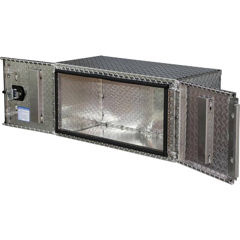 Buyers Products Company 24 in. x 24 in. x 48 in. Diamond Plate Tread Aluminum Underbody Truck Tool Box with Barn Door - 1702240