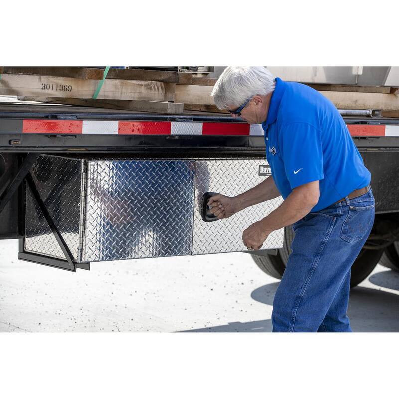 Buyers Products Company 24 in. x 24 in. x 48 in. Diamond Plate Tread Aluminum Underbody Truck Tool Box with Barn Door - 1702240