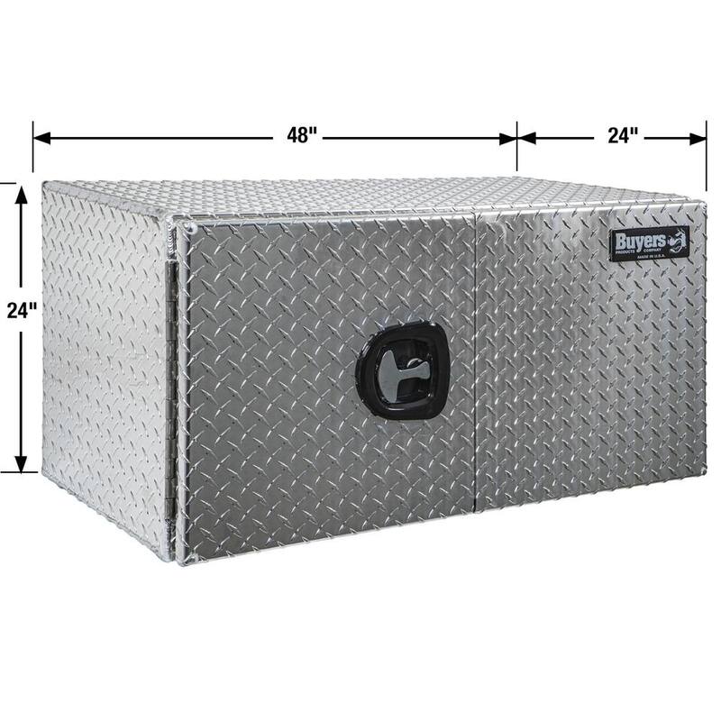 Buyers Products Company 24 in. x 24 in. x 48 in. Diamond Plate Tread Aluminum Underbody Truck Tool Box with Barn Door - 1702240