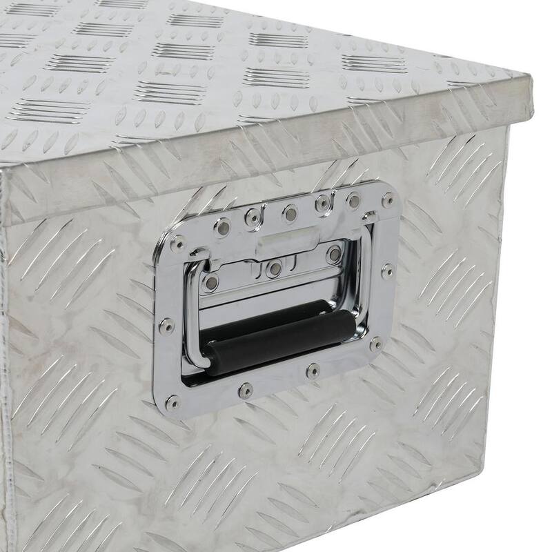 Karl home 30 in. Silver Aluminum Underbody Truck Tool Box Double RV ATV Trailer Storage Boxes with Locks Keys - 664822268620