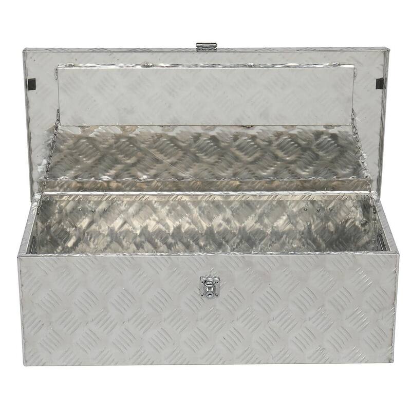 Karl home 30 in. Silver Aluminum Underbody Truck Tool Box Double RV ATV Trailer Storage Boxes with Locks Keys - 664822268620