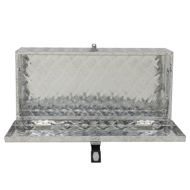 Karl home 30 in. Silver Aluminum Underbody Truck Tool Box Double RV ATV Trailer Storage Boxes with Locks Keys - 664822268620