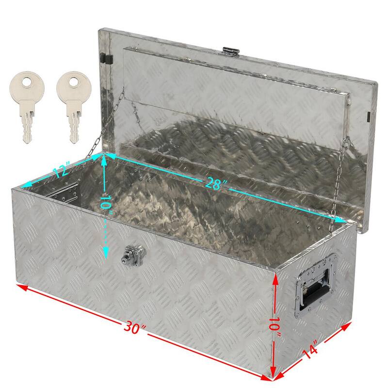 Karl home 30 in. Silver Aluminum Underbody Truck Tool Box Double RV ATV Trailer Storage Boxes with Locks Keys - 664822268620