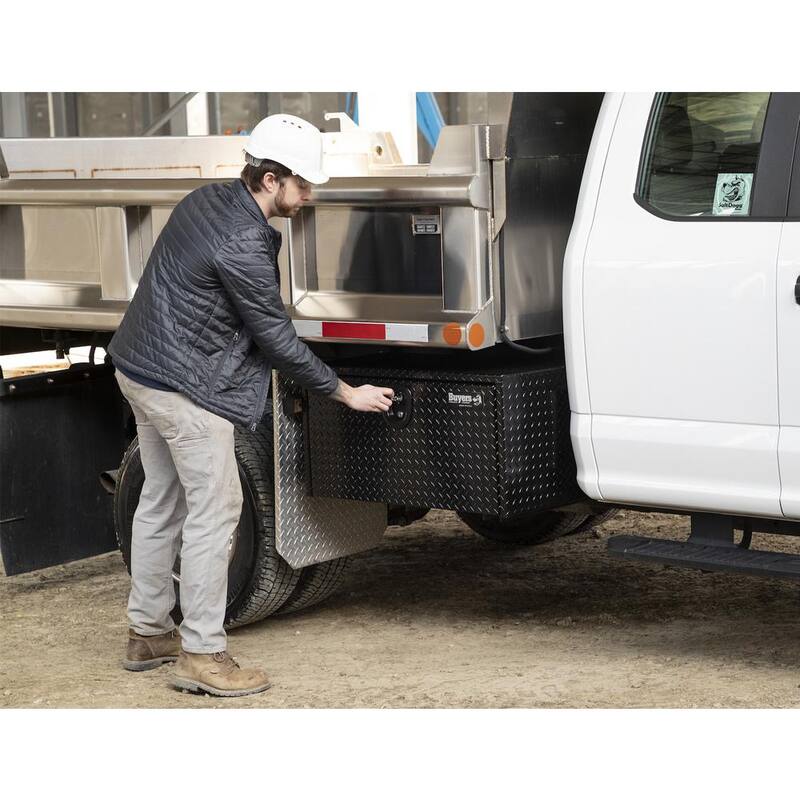 Buyers Products Company 14 in. x 12 in. x 24 in. Gloss Black Diamond Tread Aluminum Underbody Truck Tool Box - 1725150