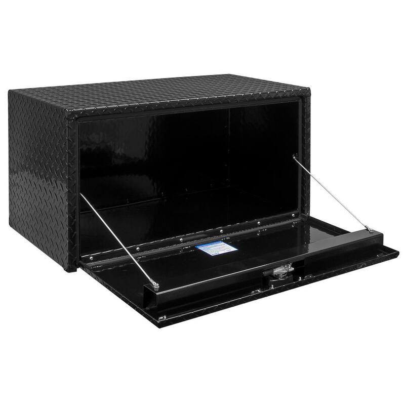 Buyers Products Company 14 in. x 12 in. x 24 in. Gloss Black Diamond Tread Aluminum Underbody Truck Tool Box - 1725150