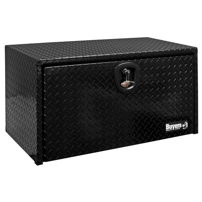 Buyers Products Company 14 in. x 12 in. x 24 in. Gloss Black Diamond Tread Aluminum Underbody Truck Tool Box - 1725150