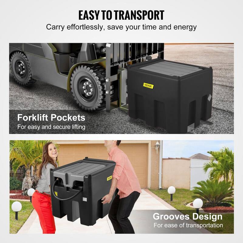 VEVOR Portable Diesel Tank, 116 Gal. Capacity and 10 GPM Flow Rate, Diesel Fuel Tank with 12V Electric Transfer Pump, Black - SLYXJLBDDW200L3BNV0-730